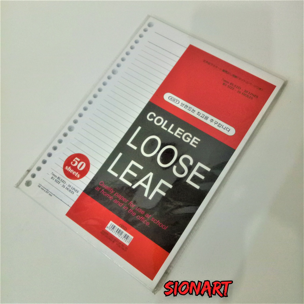 Kertas Loose Leaf College B5 7mm 80 gram 30 Lines 26 Holes - Kiky