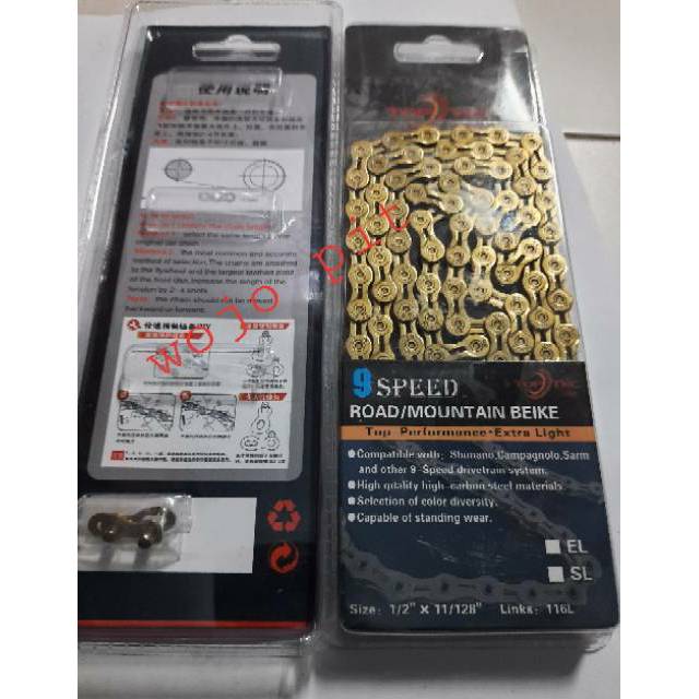 Rantai 7 8 9 speed Top TKC warna Gold