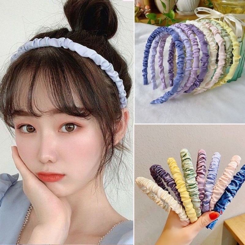 Bandana scrunchies satin / bando kerut / bando serut / bando satin korean style aesthetic
