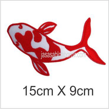 Emblem Badge Bordir Ikan Koi ukurannya : 15cm X 9cm