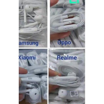 Headset / Handsfree Ori Copotan Oppo Vivo Earphone Universal Stereo 3.5mm AUX With Mic Suara Bening