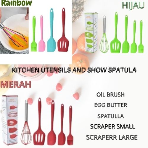 Set Alat Masak 5 In 1 12 In 1 Peralatan Dapur Kelas Makanan Sikat Minyak Telur Kocokan Krim Pengikis Spatula Alat Memasak Multifungsi Alat Kue Dapur