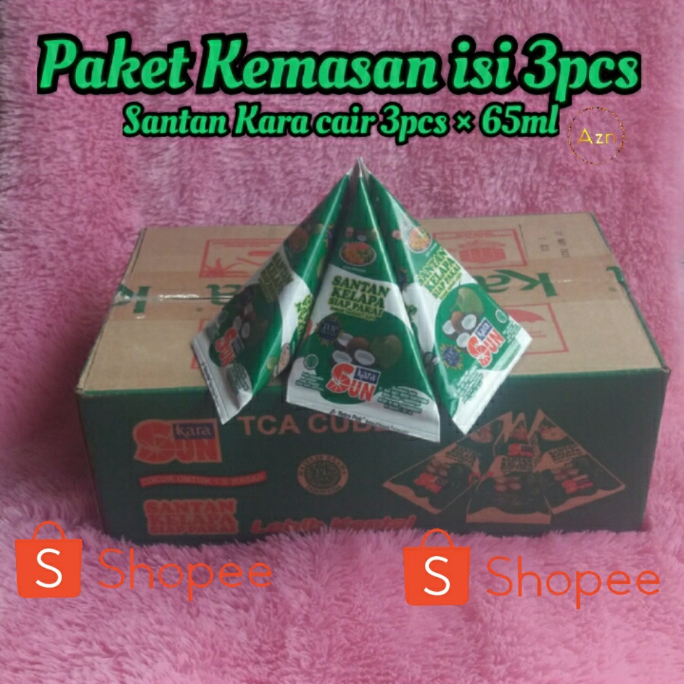 

3pcs x 65ml sun kara paket kemasan isi 3pcs santan kelapa cair asli