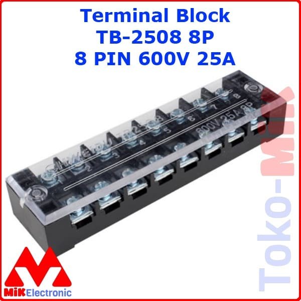 [BD540] Tb-2508 Terminal Block Blok 8 Kabel 8 Pin 8P Sekrup 4Mm Tb2508 25A [65F40G]