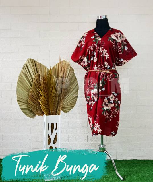 TUNIK BUNGA RIMBUN TERBARU TUNIK MOTIF CANTIK KAFTAN TUNIK BISA COD