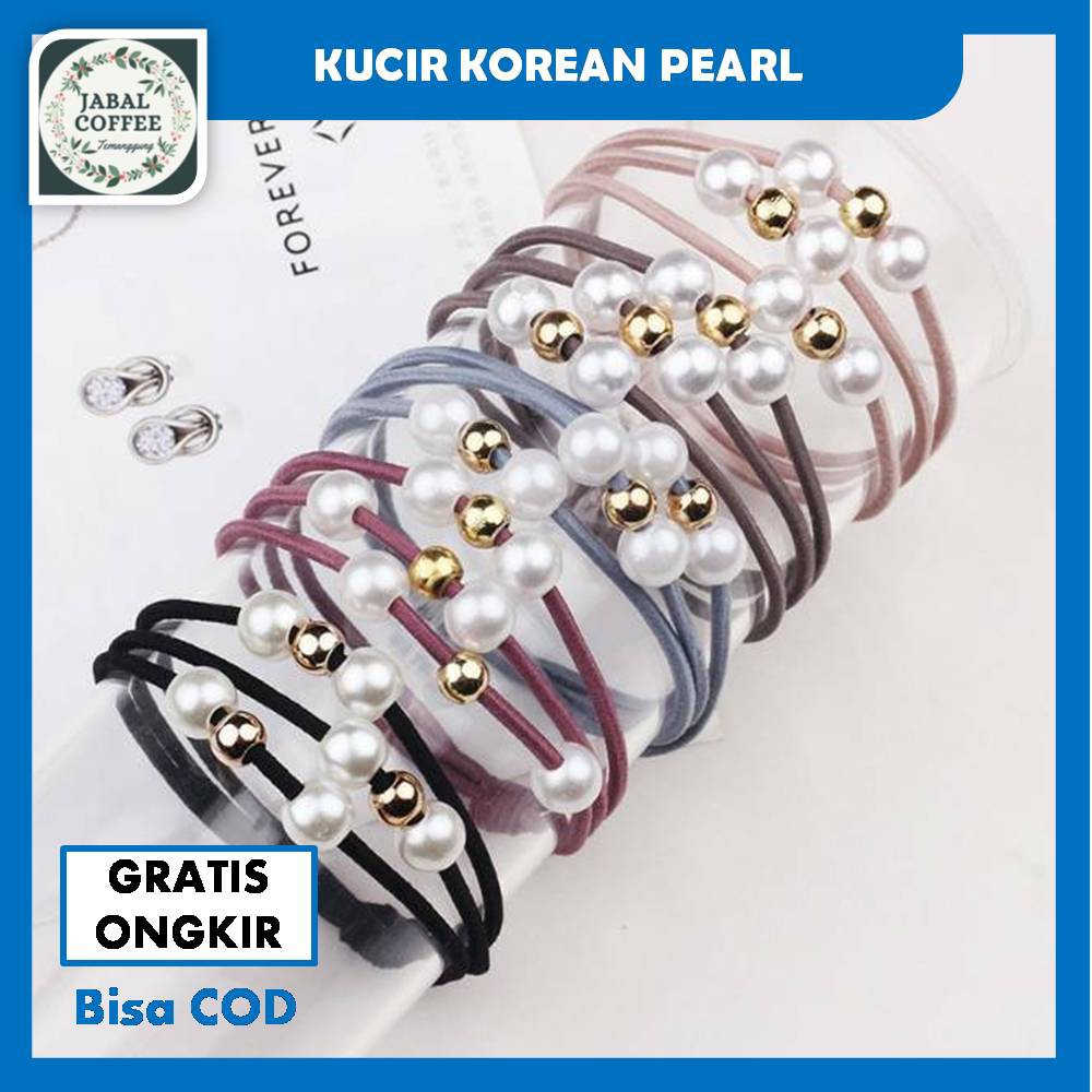 Ikat Rambut Karet Kuncir Mutiara / Ikat Rambut Korea Mutiara Tiga Tali / Ikat Rambut Mutiara J97