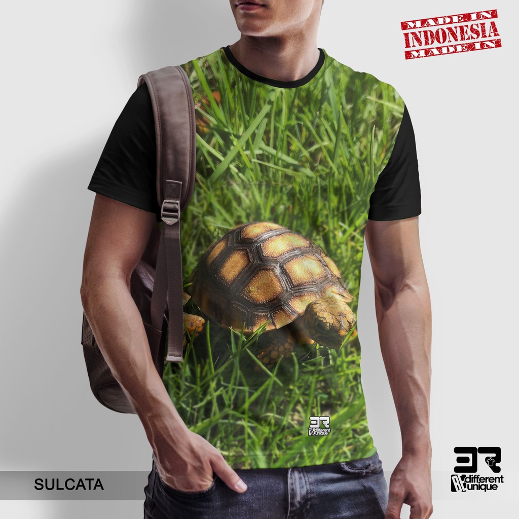 [ COD ] KAOS PRINTING GAMBAR SULCATA - BAJU DISTRO ORIGINAL MOTIF HEWAN BINATANG KURA KURA DARAT IND