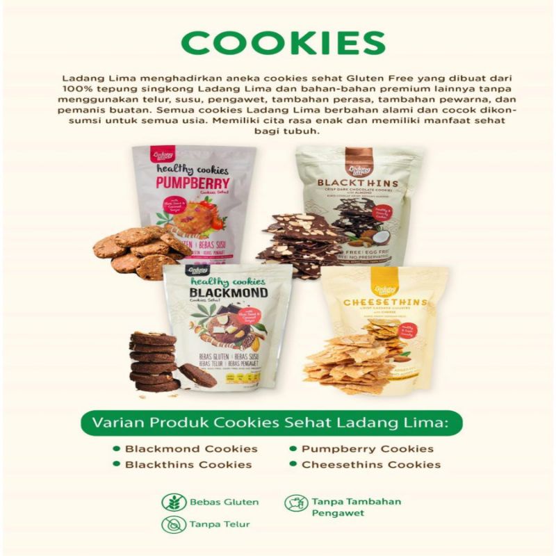 Ladang Lima - Healty Cookies Pumpberry-Blackmond-Blackthins-Cheesethins Gluten Free