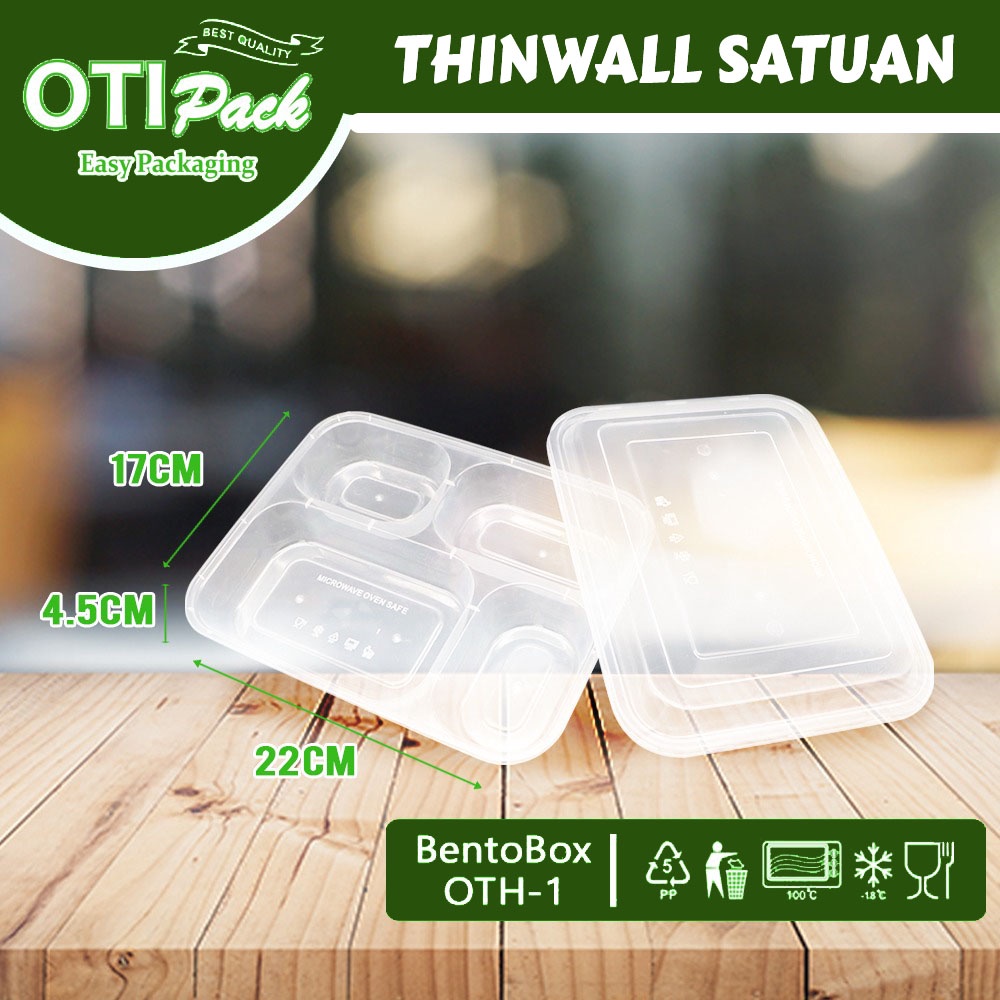 Thinwall Bento Box Sekat 4/  Kotak Makan Plastik OTHS1/ Tempat Bekal/ Container Box/ Tempat Makan SATUAN