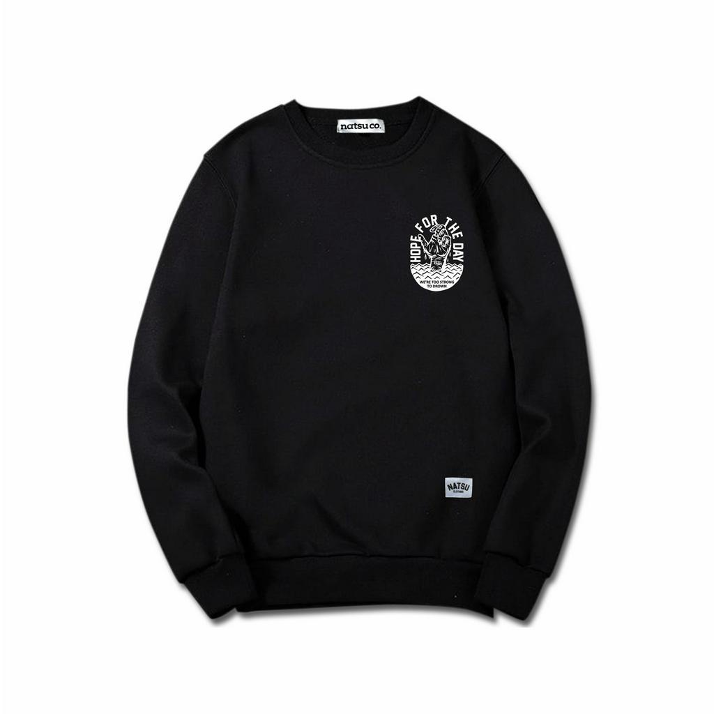 Crewneck Sweatshirt vintage  natsu co. - Hope For The Day Black NATSU x PANDAWA HOODIE