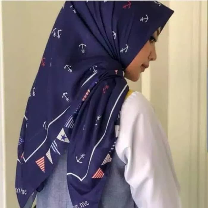 Unik Hijab Segi Empat Deenay Kw Hijab Deenay KwMotif Jangkar Navi terbaik
