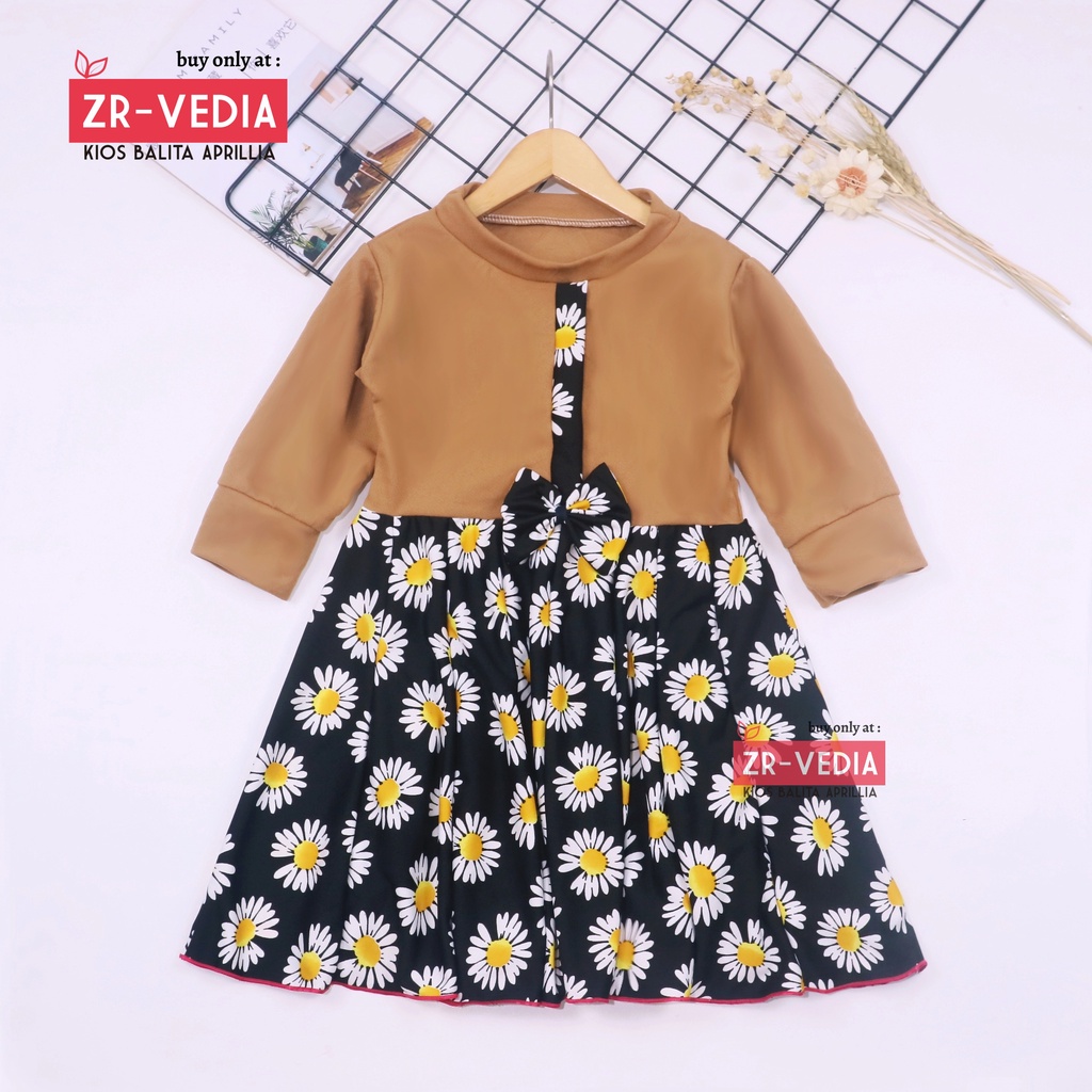 Dress Valencia 1-8 Tahun / Dres Lengan Panjang Anak Perempuan Fashion Kids Pesta Baju Cewek Murah