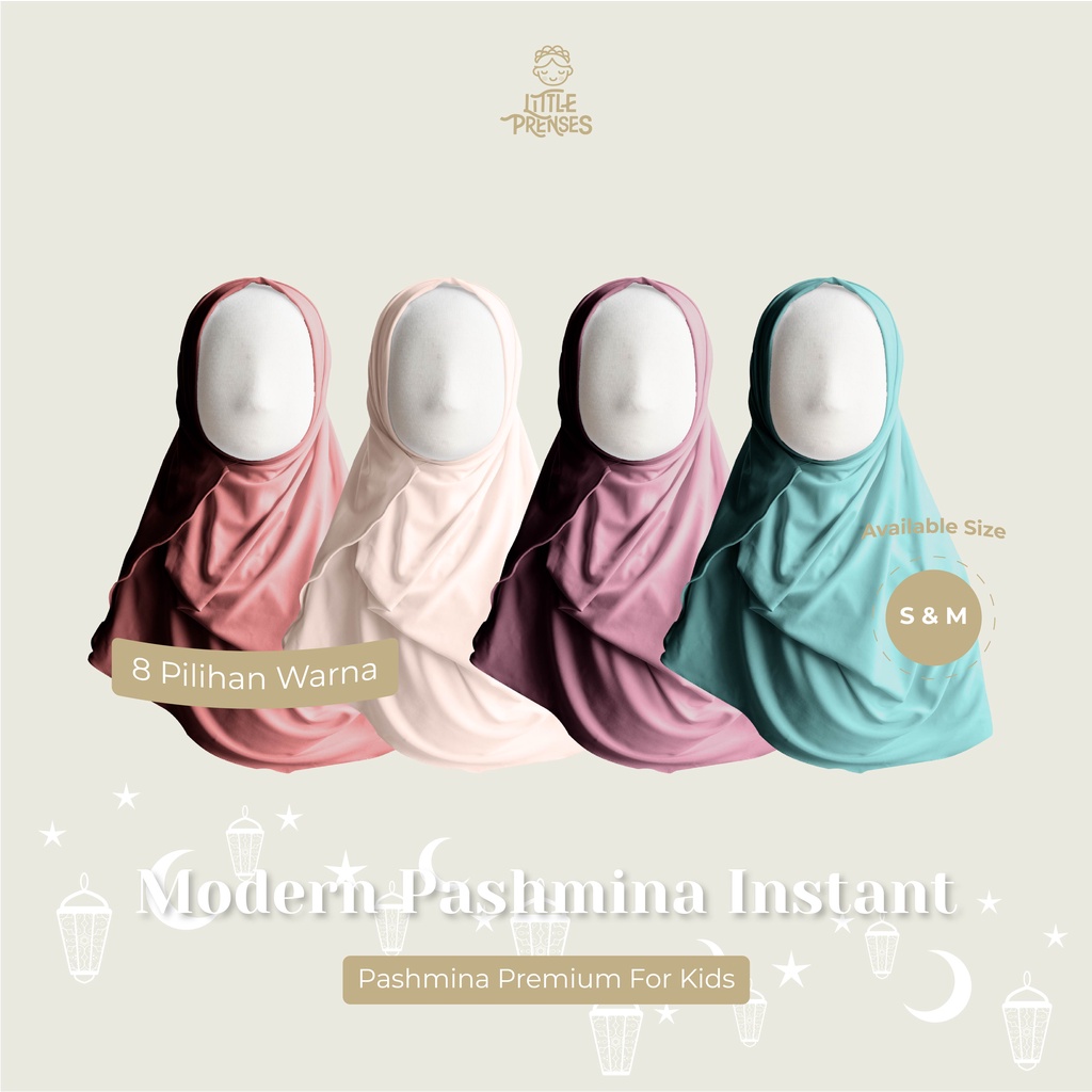 Little Prenses Modern Pashmina Instant - Jilbab Hijab Pashmina Anak Bayi Instan Perempuan 1 2 Tahun Jersey SD TK