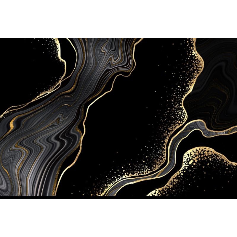 Wallpaper Custom Photowall Marmer Hitam Gold Mewah