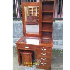 Tolet meja rias minimalis kaca cermin meja make-up tolet rias kayu jati