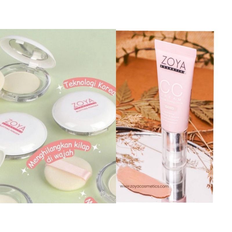 blotting powder & cc cream zoya cosmetics/brand cosmetic bpom original/bedak padat whitening pemutih
