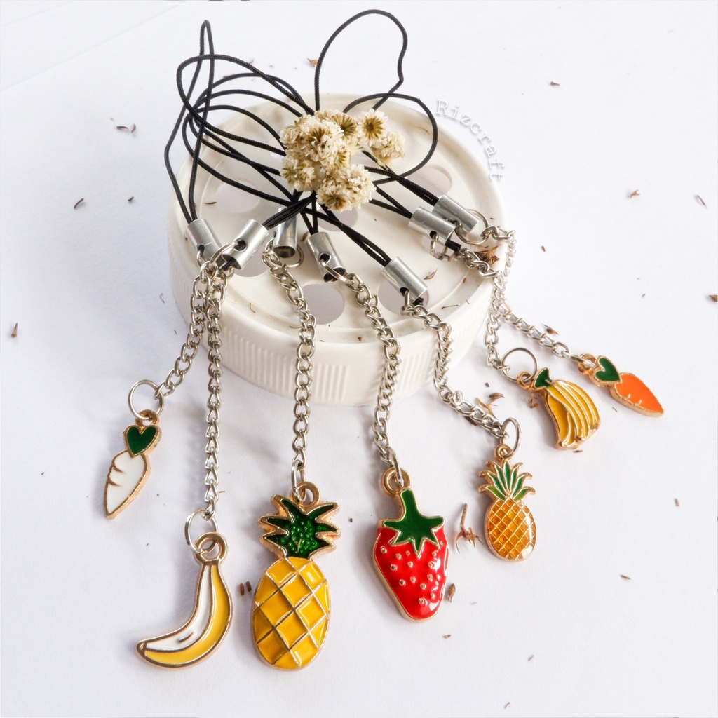 Strap Rantai Liontin Cute Gantungan Hp Gantungan Flashdisk Gantungan Kunci Gantungan Serbaguna Gantungan Keren Gantungan Buah Gantungan Sayuran Gantungan Pisang  Strawberry Nanas Wortel