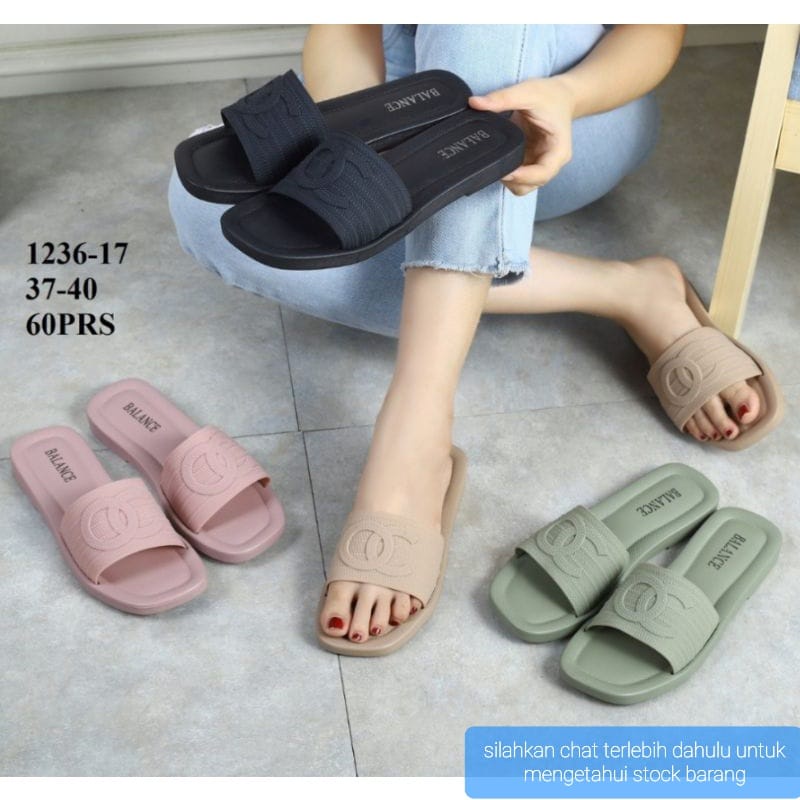 SANDAL WANITA JELLY MERK BALANCE SLIP ON / SELOP SENDAL KARET ELASTIS