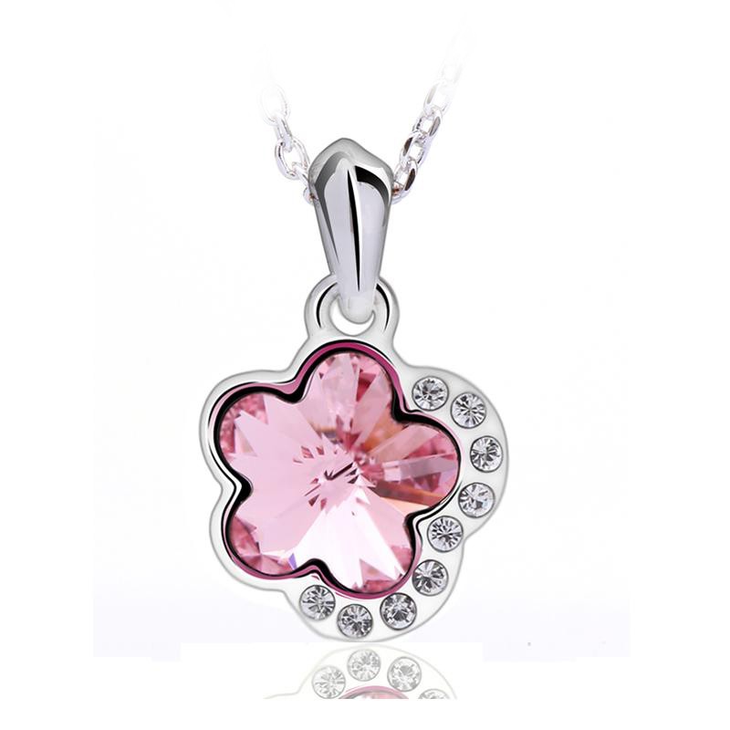 Dazzling Sakura Kalung Kristal Swarovski Wanita Cewek Mewah Impor Hadiah Kado Ultah Manis Bunga