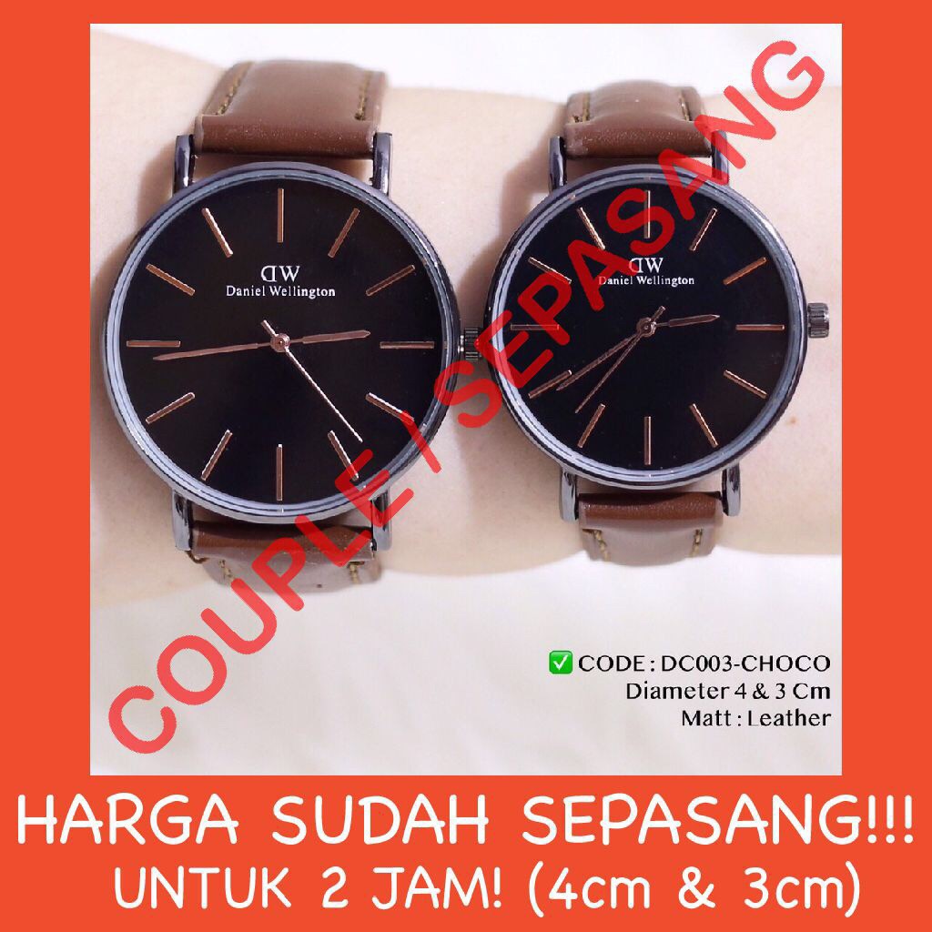 Jam tangan COUPLE tali kulit leather grosir ecer termurah free baterai cadangan DC025 DC002 DC003