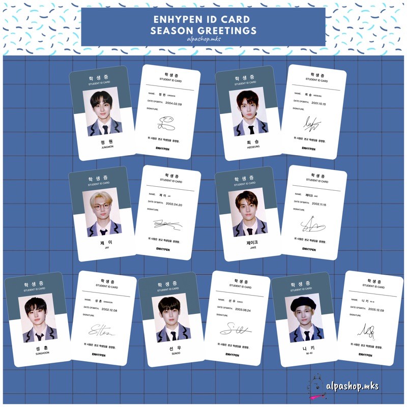 ENHYPEN UN0FF STUDENT ID CARD SEASON GREETINGS 2021