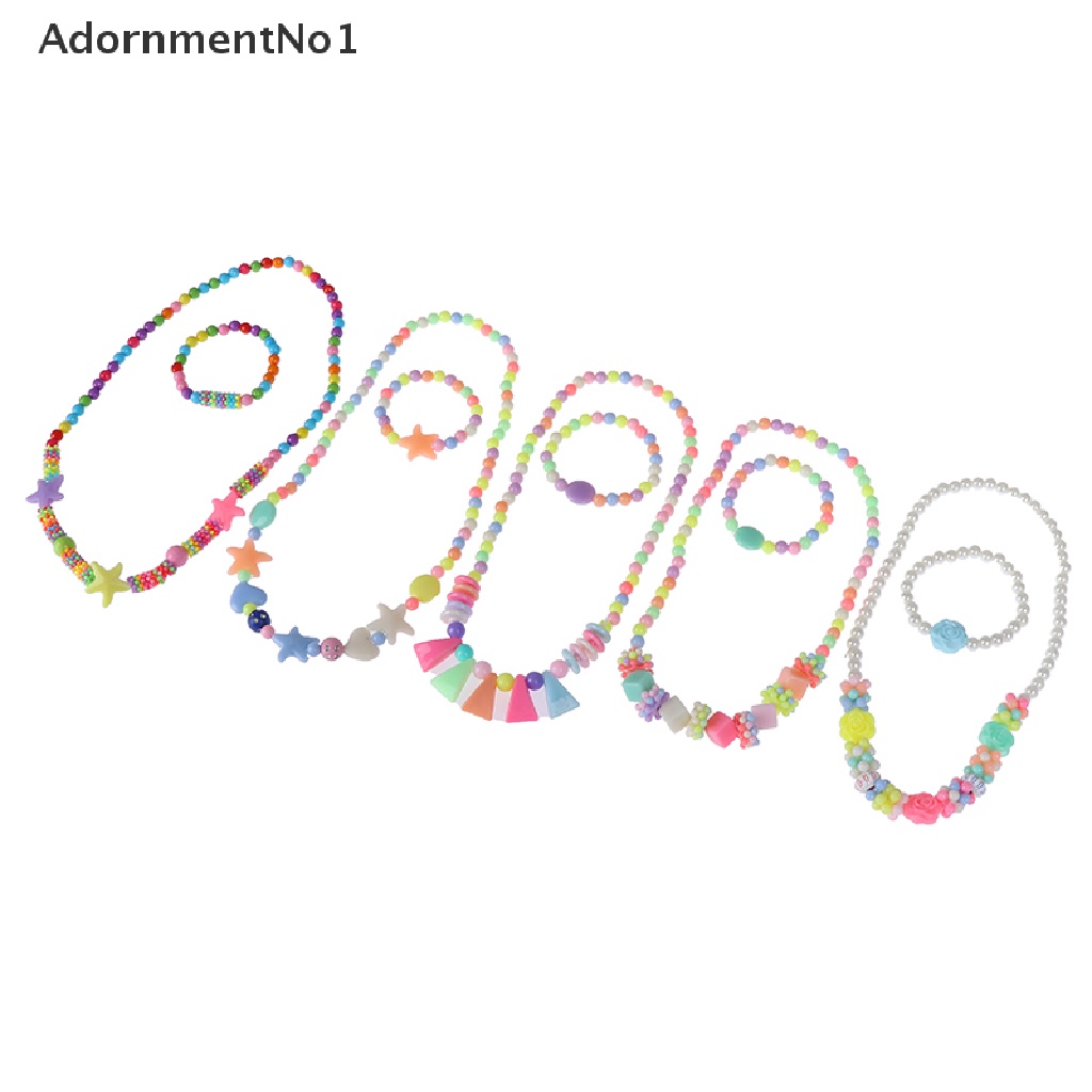 (AdornmentNo1) 1 Set Kalung Manik-Manik bubblegum handmade Warna-Warni Untuk Anak Perempuan