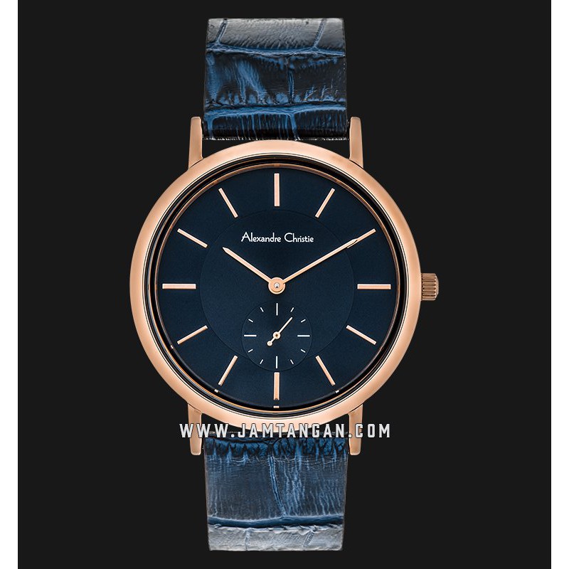 Alexandre Christie AC 8575 LS LRGBU Ladies Blue Dial Blue Leather Strap