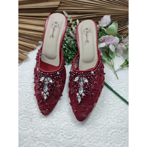 sepatu rafaizoutfit model Angela merah marron 5cm lanciip