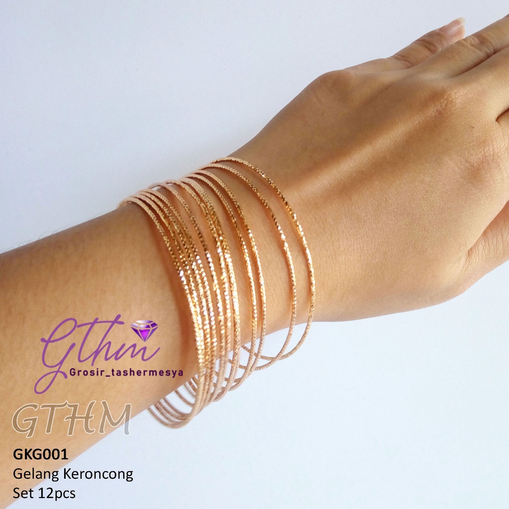 Gelang Keroncong Set 12 perhiasan fashion Anti Karat GKG001 GTHM