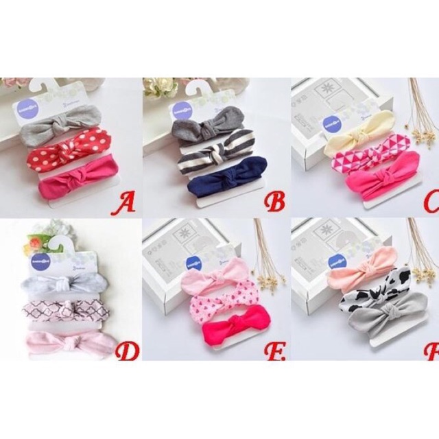 Babiesrus / BabiesFIRST 3pcs Baby HEADBAND Headwraps Bandana Bayi Head Band 3 in 1