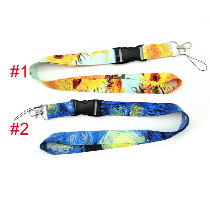 Van Gogh Lukisan Leher Lanyard Ponsel Sling untuk Kartu Pelajar Tali ID Card Tali Gantungan Kunci Anti-Drop Lanyard Aksesoris