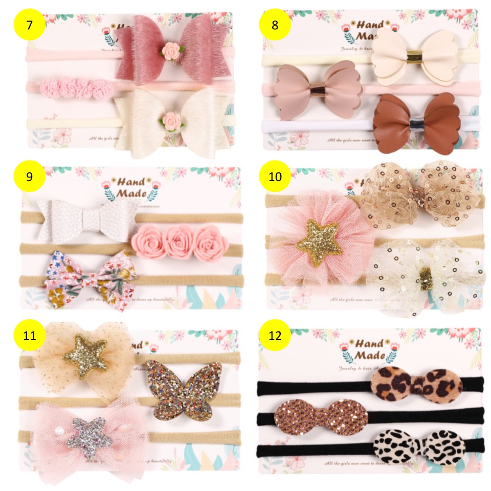 1 Set (Isi 3 pcs) Bando Bandana Bayi Nilon / Headband Bandana Bayi