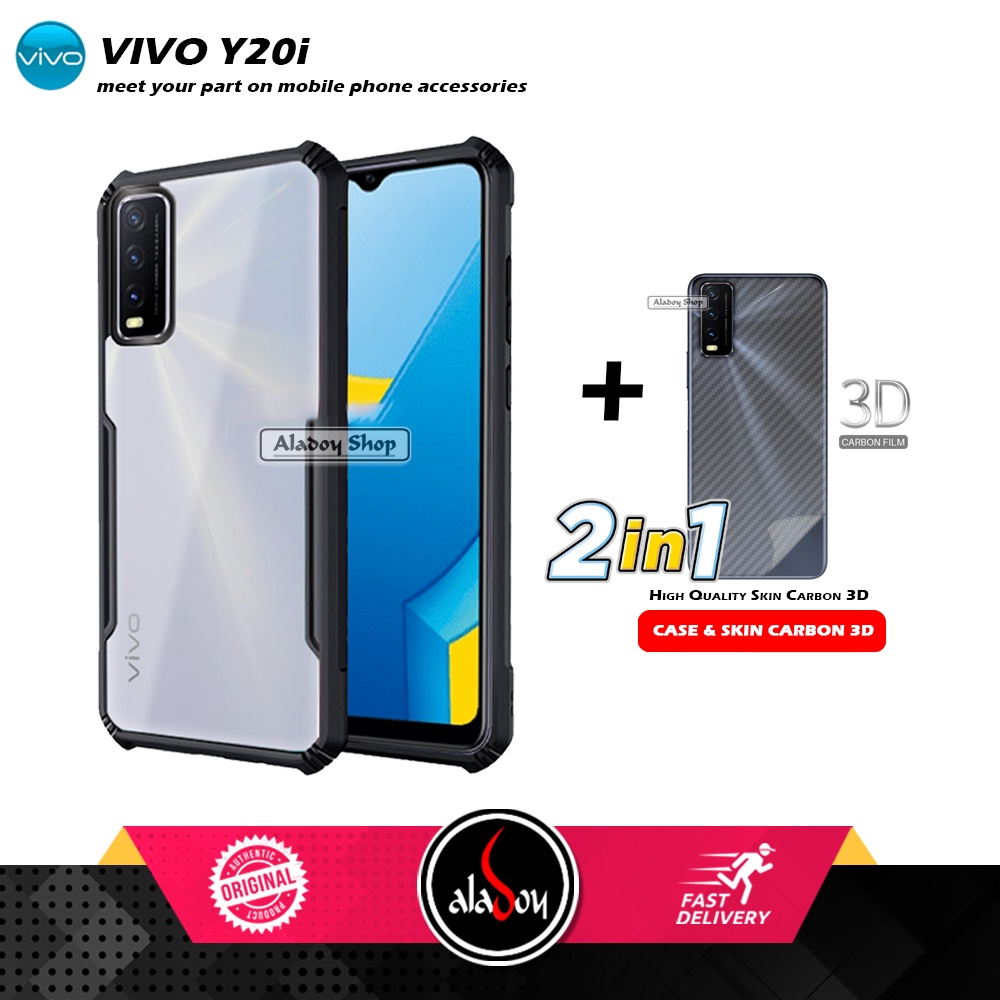 Case Vivo Y20i Armor Fusion Transparent Casing Free Skin Carbon 3D