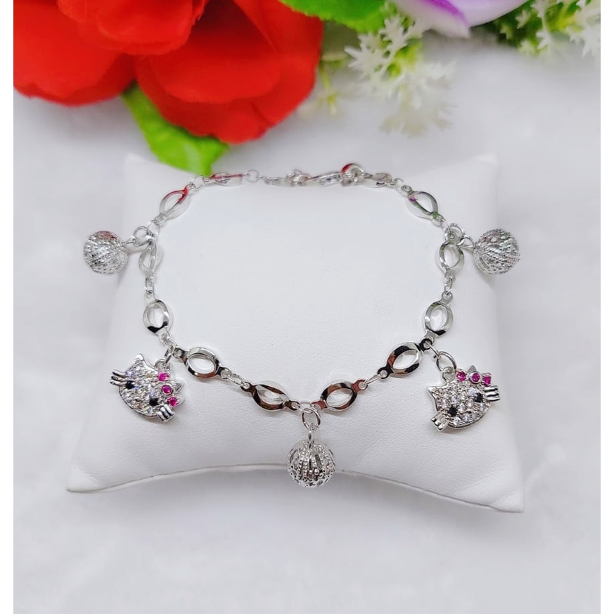 Set Gelang Kitty permata lapis emas fashion jewellery