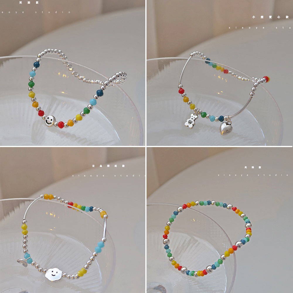 Gelang Manik-Manik Warna-Warni Bentuk Hati Beruang Tersenyum Awan Untuk Wanita