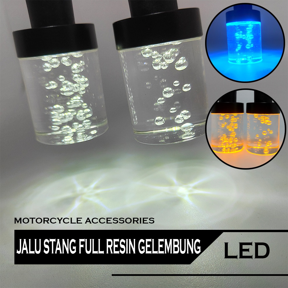 JALU STANG LED SEN  FULL RESIN MOTIF GELEMBUNG TRANSPARAN 2 WARNA BIG motor