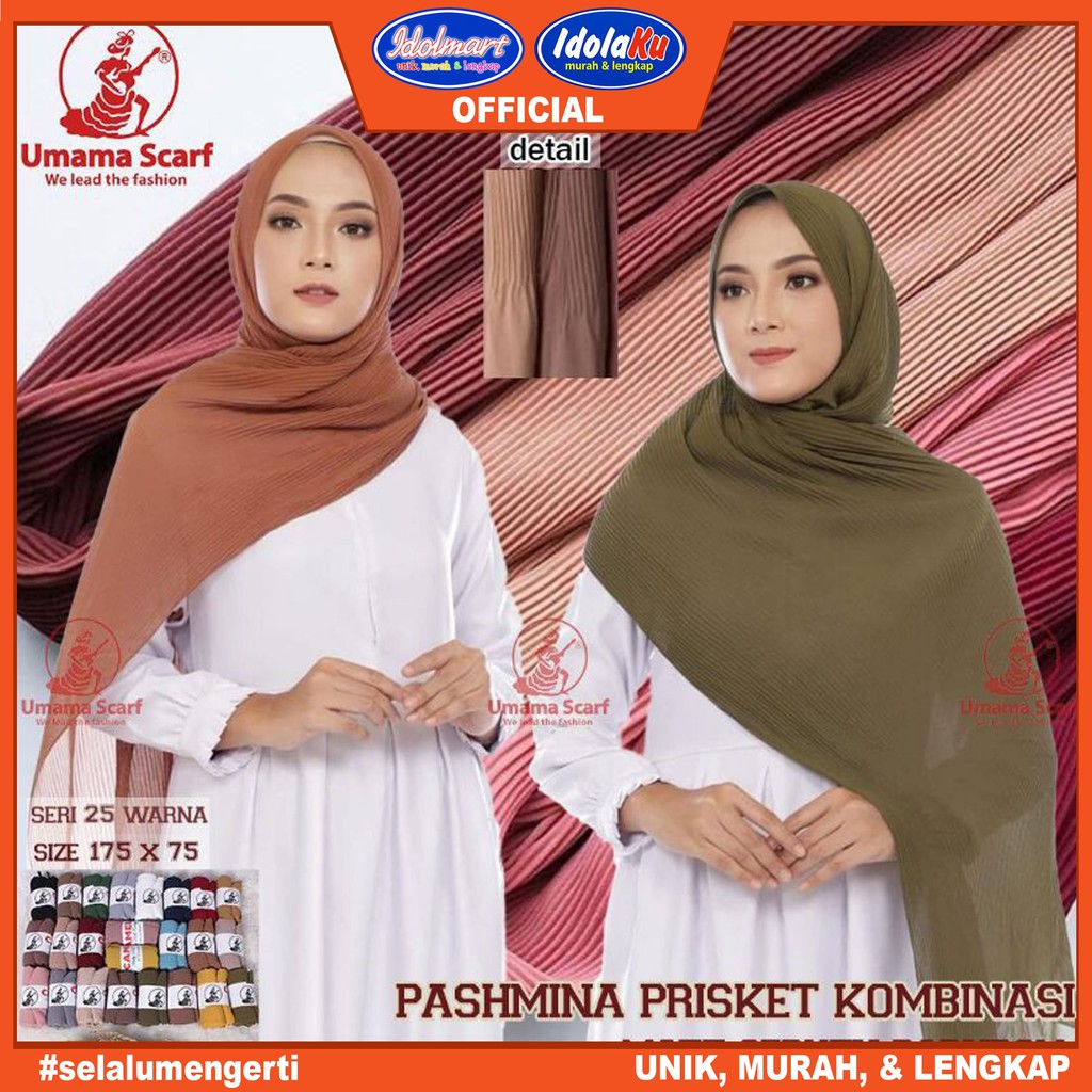 IDOLAKU Kerudung Umama Polos Pashmina Plisket lidi ceruty baby Doll HIjab pashmina plisket Umamma