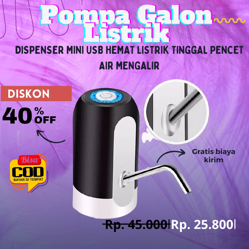 Pompa Galon Air Elektrik LED Listrik Otomatis USB Portable Dispenser Air Minum Water Pump dispenser galon bawah low watt