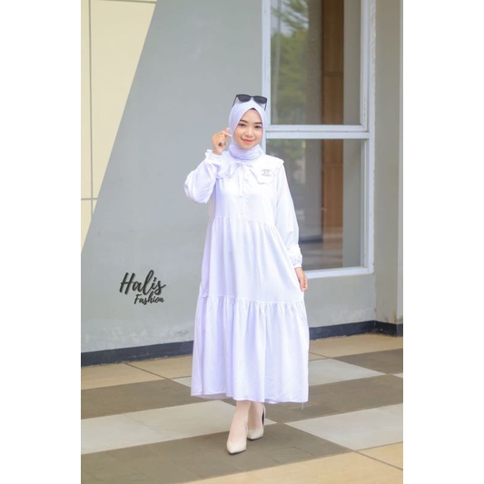 Original midi dress katun twill halis fashion syari cotton adem baju manasik haji