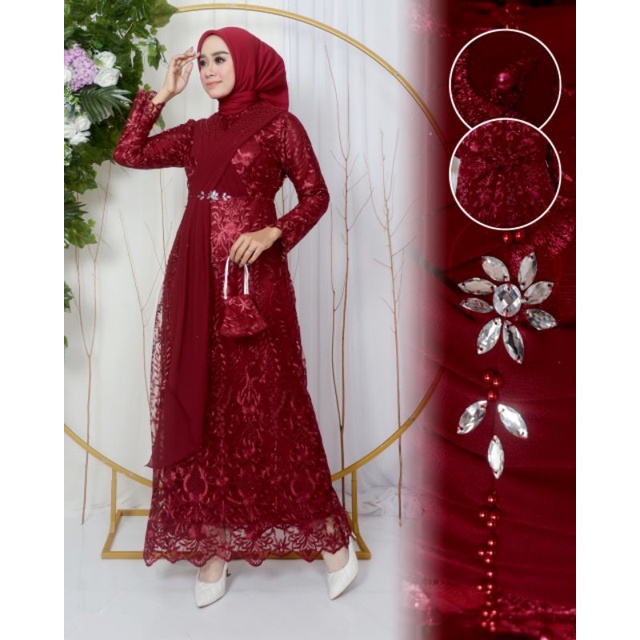 Kebaya Gamis Rasya KM / Gamis Kebaya Modern Pesta Mewah / Gamis Brukat / Gamis / Kebaya Modern / Gamis Kondangan