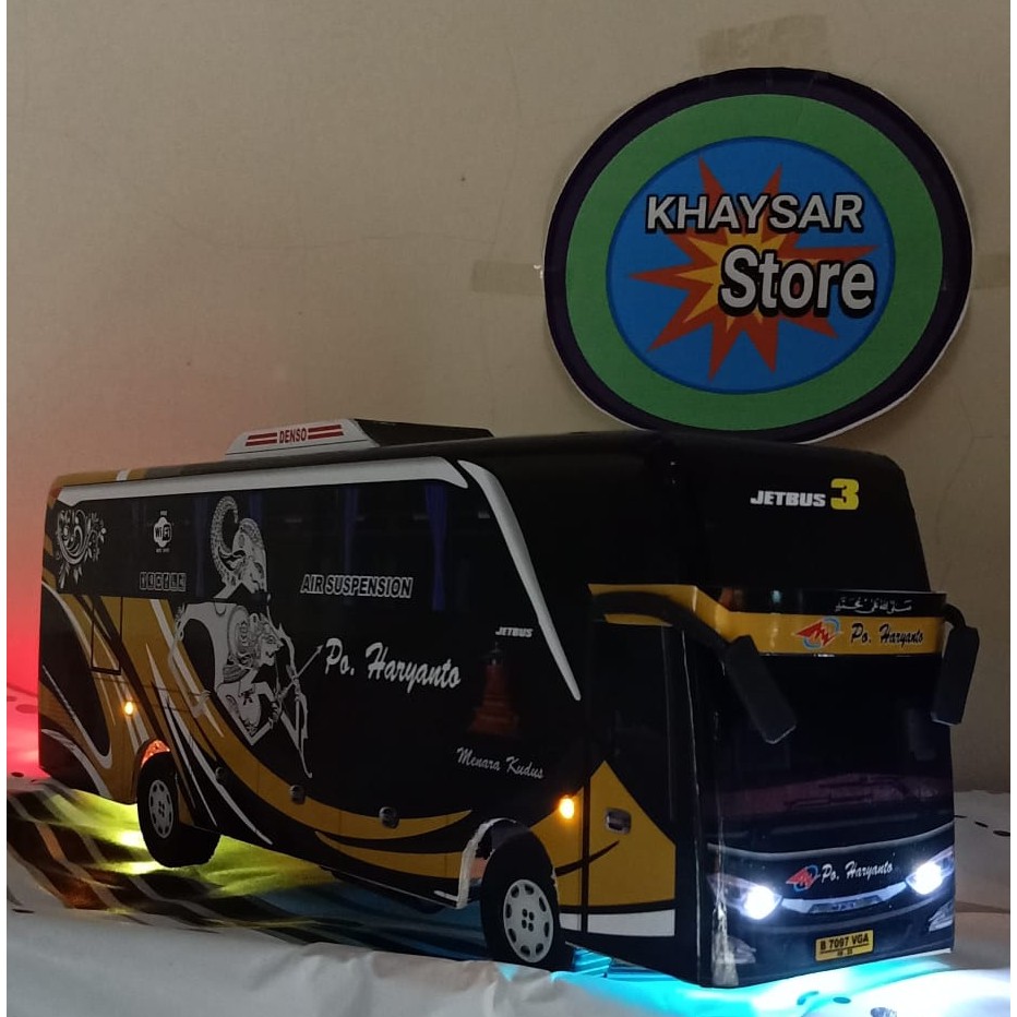 miniatur bus bis mainan bus bis shd haryanto rama shinta plus lampu