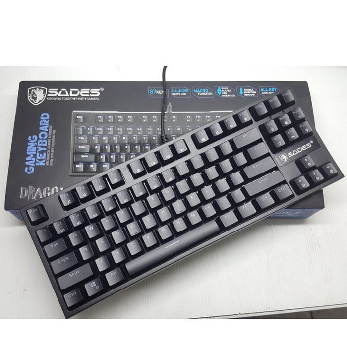 Keyboard Gaming Sades Dragon Wolf TKL White LED Cherry MX Mechanical