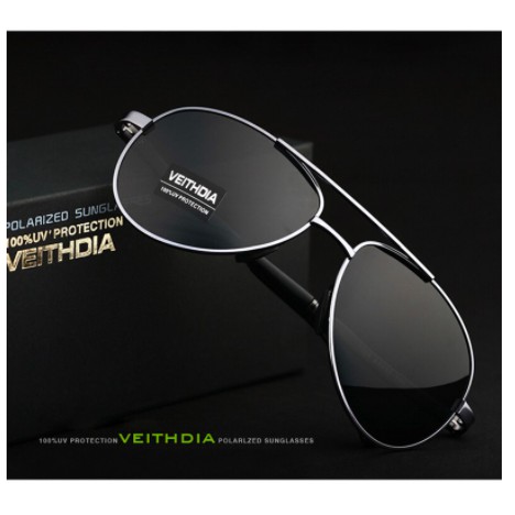 Kacamata Hitam Pria Pilot Aviator Sport dan Travel Polarized Sunglasses Free Hardcase