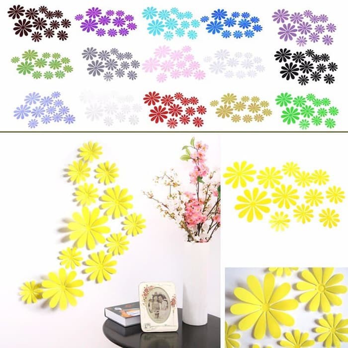 3D Flower Wall Sticker - Stiker Dinding Bentuk Bunga (12pcs)