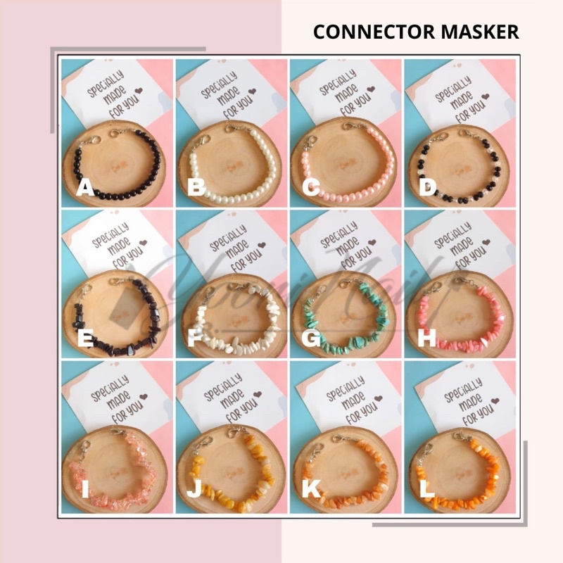 Connector masker dewasa batu alam mutiara crystal aestetic konektor hijab multifungsi gelang konektor masker