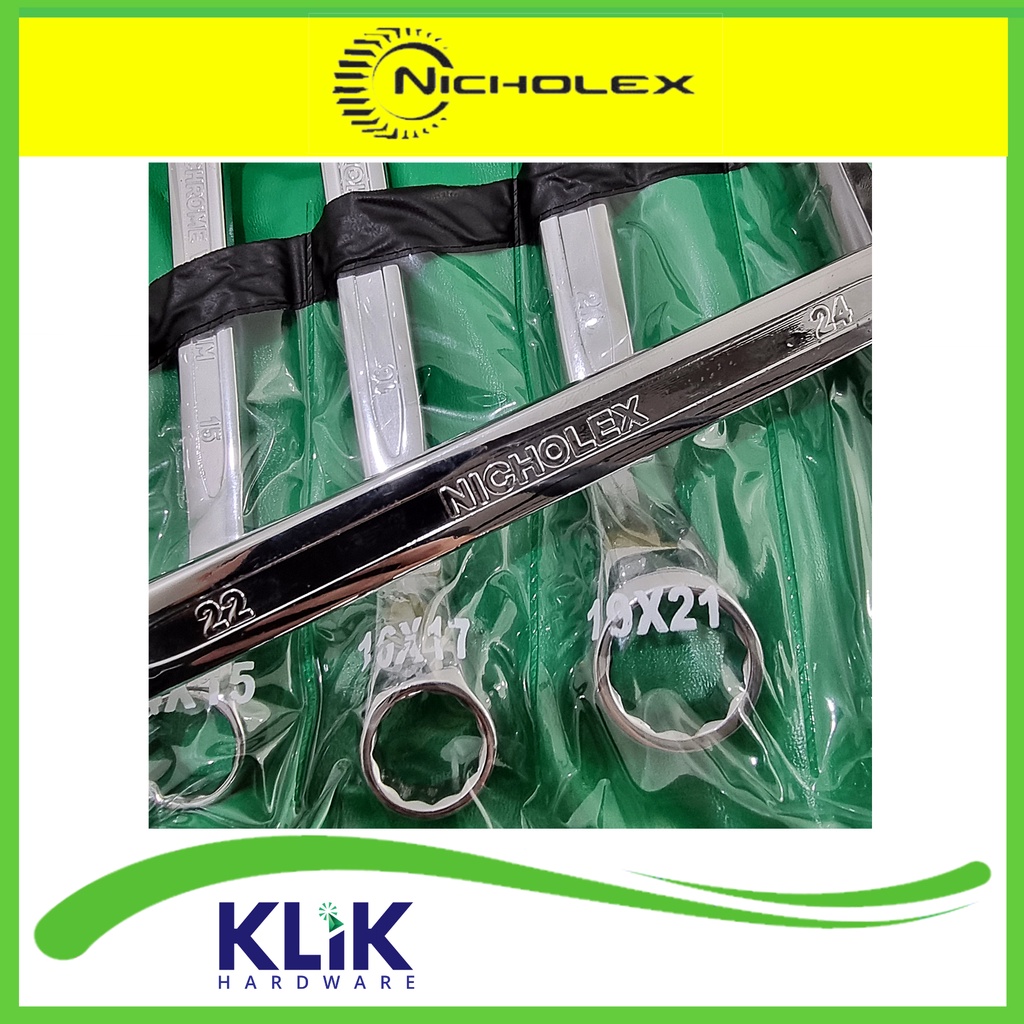 Nicholex Kunci Ring Set 8 Pcs 6 - 24 mm Double Ring Spanner Set 75°