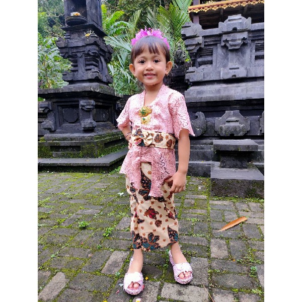 0-8 tahun free bandana SET KEBAYA BROKAT+KAMEN OBI BATIK ANAK