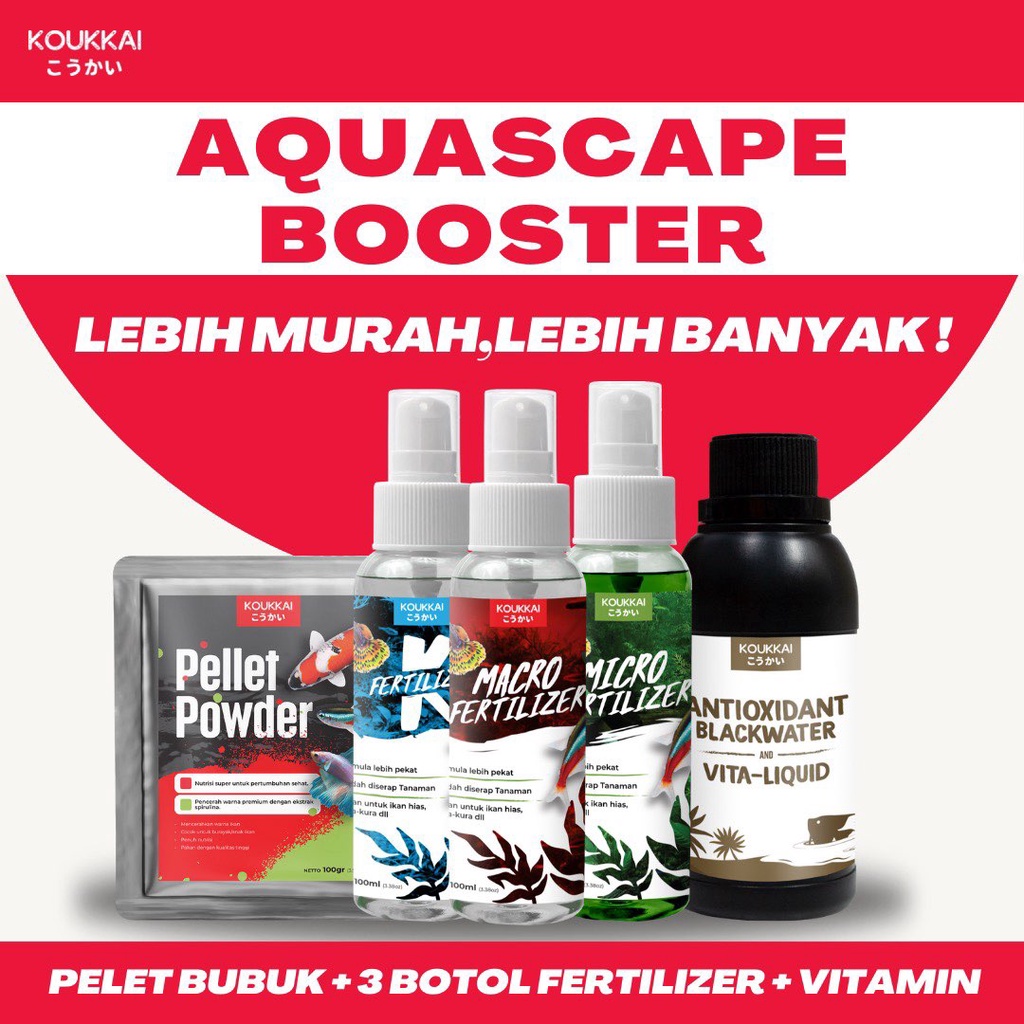 Aquascape Booster Kit/ Paket lengkap Aquascape ( Pupuk Tanaman Lengkap + Pellet Powder+ BlackWater)