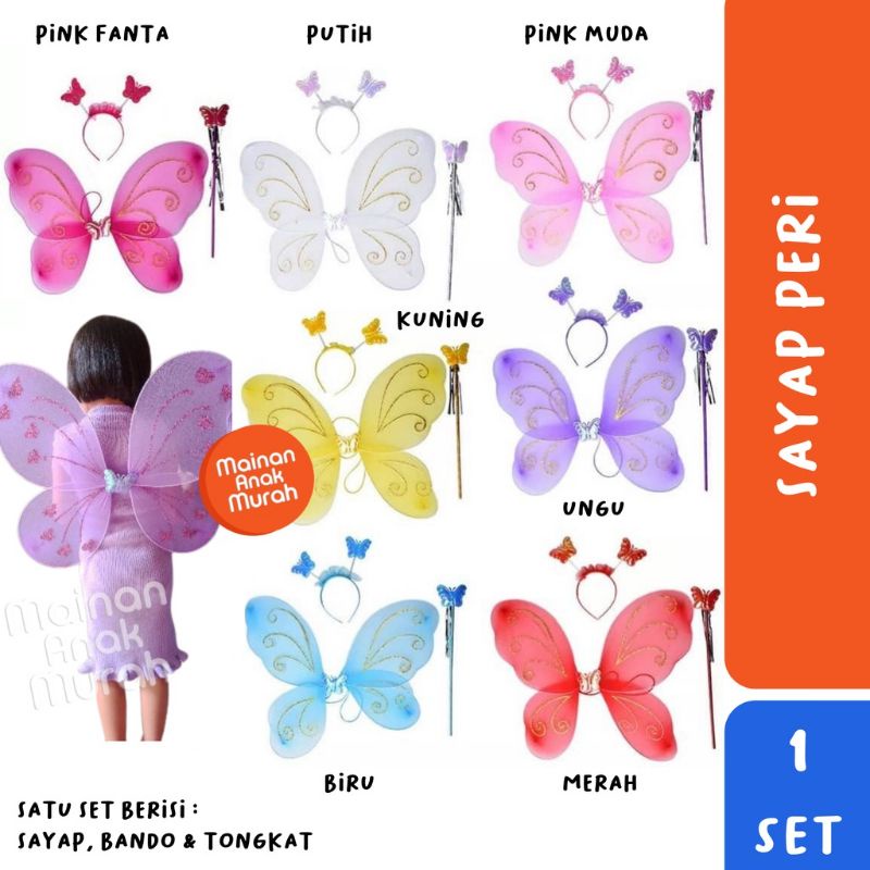 set mahkota peri 3 in 1 sayap mahkota peri