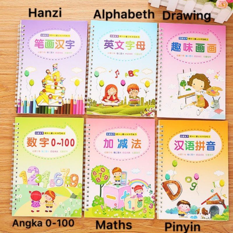 Magic Book Buku Paud Pintar Menulis Ajaib Free Bolpen Ajaib Buku Latihan Menulis Alphabet Abc Angka